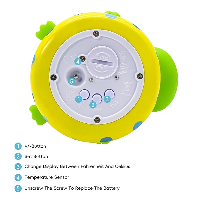 b&h Baby Bath Thermometer Frog - Easy to Read Display | BPA-Free| Fahrenheit or Celsius | Digital Water Temperature Thermometer for Newborns & Infants, Safe Floating Bath Toy-CubbioJoy