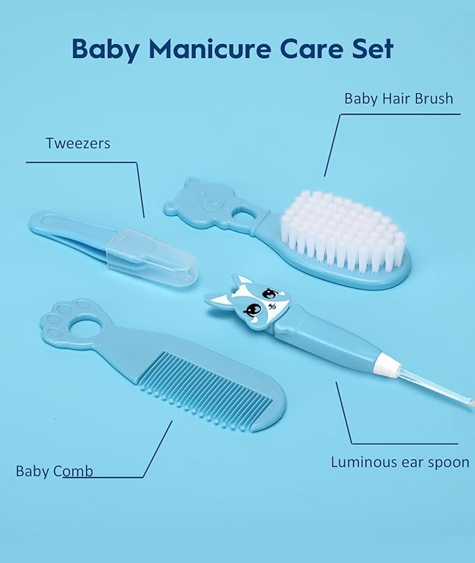 Baby Healthcare and Grooming Kit, Safety Newborn Nursery Baby Care Kit, with Hair Brush Comb, Nail Clipper, Thermometer, Pacifier Clip, Baby Registry Search, Baby Girl Boy Newborn Essentials-CubbioJoy