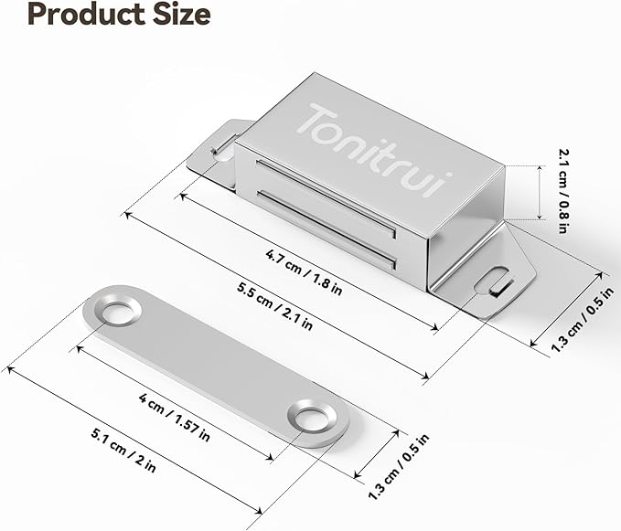 Cabinet Door Magnet, Flat Bottom Cabinet Magnetic Catch with Adhesive, Easy to Install,Only Takes 1 Minute,35lb Magnetic Cabinet Door Drawer Latch(Sliver, 8Pack)-CubbioJoy