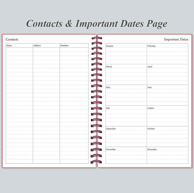 Daily Planner Undated - A5 To Do List Notebook Hourly Schedules, Spiral Appointment Planner for Women and Men, PVC Hardcover, Inner Pocket, Elastic Closure, 5.8" x 8.3", Pink-CubbioJoy