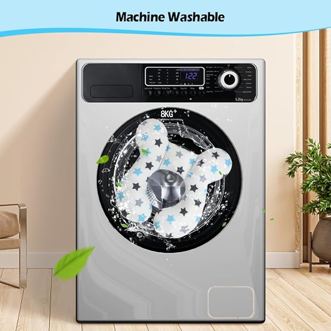 KAKIBLIN Baby Neck Pillow, Upgraded Baby Support Pillow, Head Pillows for Carseat, Newborn Neck Support for Car Seat,Pushchair,Travel (White Star)-CubbioJoy