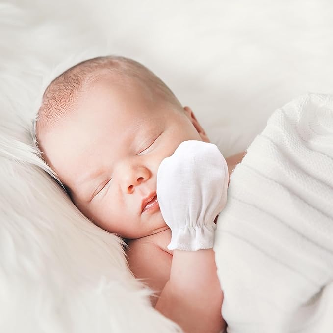 BQUBO Newborn Infant Toddler Mittens No Scratch Cotton Elastic Wrist Gloves Hypoallergenic for 0-6 Months Baby Boys Girls-CubbioJoy