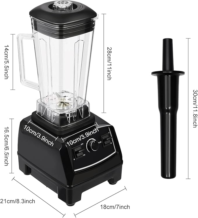 Blender 2L Automatic Smoothie Mixer Baby Food Blender 68oz Fruit Vegetables Juicer 2200W High-Speed Blender Tabletop Soundproof Milkshake Maker (Black)-CubbioJoy