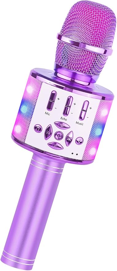 Amazmic Toys for Girls, Kids Karaoke Microphone Toddler Microphone for Kids with Lights, Birthday Gift for Girls, Boys Toy Age 3 4 5 6 7 8+(Light Purple)-CubbioJoy