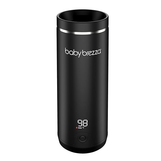 Baby Brezza SuperFast Portable Baby Bottle Warmer – 67% Faster - Travel Breastmilk Warmer and Formula Warmer - Safe, Even Heating - Up to 9oz - No Adapters, Black-CubbioJoy