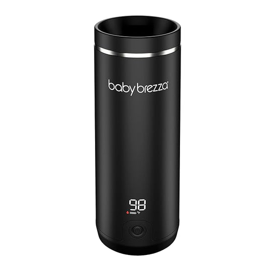 Baby Brezza SuperFast Portable Baby Bottle Warmer – 67% Faster - Travel Breastmilk Warmer and Formula Warmer - Safe, Even Heating - Up to 9oz - No Adapters, Black-CubbioJoy