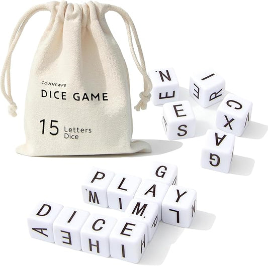 Crossword Dice Game, Word Game, Fun for Family Game Night, Festive Parties, Gatherings & On-The-Go Fun, Crossword Puzzle with 15 Large Letter Dice-CubbioJoy