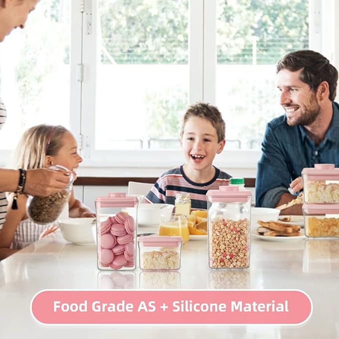 Ankou Airtight Food Storage Container - 7 Pcs One Button Handy Container Stackable Food Containers for Snacks Candy Salt Herbs Spices Coffee Bean Formula Popcorn BPA-Free Tight Seal-CubbioJoy