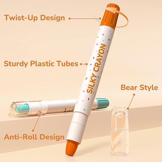 36 Color Twist Crayons for Toddlers 1-3 and Kids 4-8, Non-Toxic Washable Crayons 2-4, Ultra-Silky Easy-Grip Art Supplies, Ideal Coloring Gift for Boys and Girls-CubbioJoy