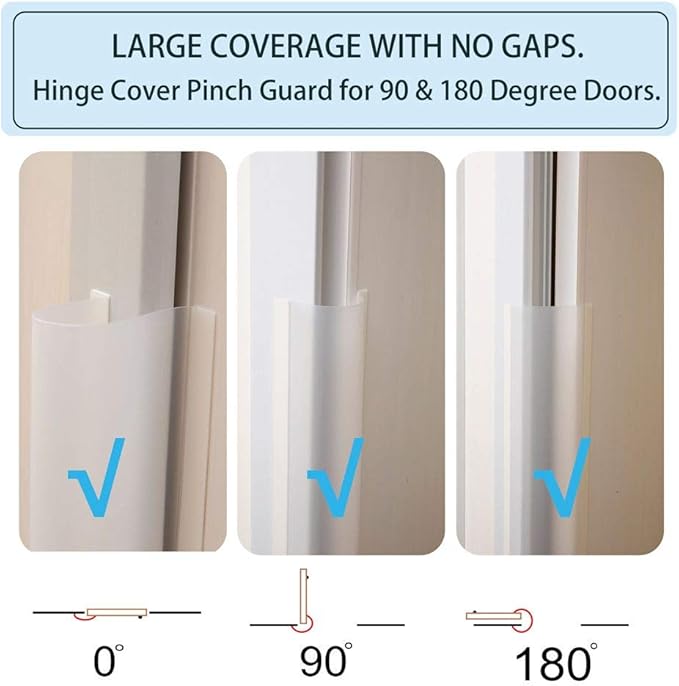AILUOQI 4 Pack Door Jam Shield Finger Pinch Guard for Baby Proofing, Kids, Hinge Cover Pinch Guard for 90 & 180 Degree Doors Frame & Baby Gate. 47.2" H, 6.7" W-CubbioJoy