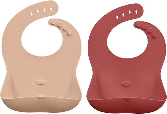 Abiie Ruby Wrapp Silicone Bibs for Babies with Front Pocket - Waterproof Bib - Stain Resistant - Silicone Toddler Bibs-CubbioJoy
