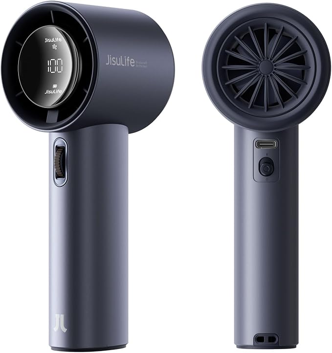 JISULIFE Portable Handheld Fan,Speed(1-100) Adjustable Turbo Mini and 3600mAh Battery Rechargeable Personal Fan,Digital Display,Gifts for Women Men Travel/Camping/Outdoor-Blue-CubbioJoy