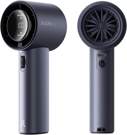 JISULIFE Portable Handheld Fan,Speed(1-100) Adjustable Turbo Mini and 3600mAh Battery Rechargeable Personal Fan,Digital Display,Gifts for Women Men Travel/Camping/Outdoor-Blue-CubbioJoy