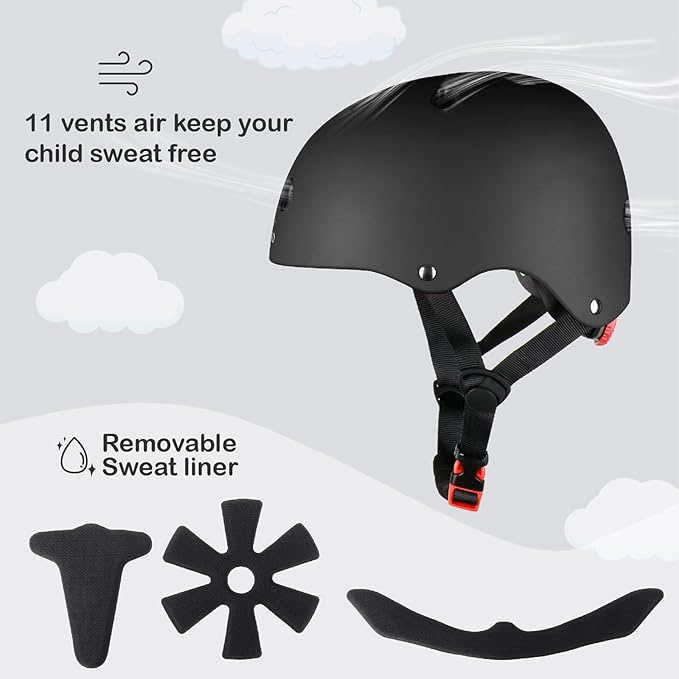 KAMUGO Kids Bike Helmet, Toddler Helmet for Ages 2-8 Boys Girls with Sports Protective Gear Set Knee Elbow Wrist Pads for Skateboard Cycling Scooter Rollerblading-CubbioJoy