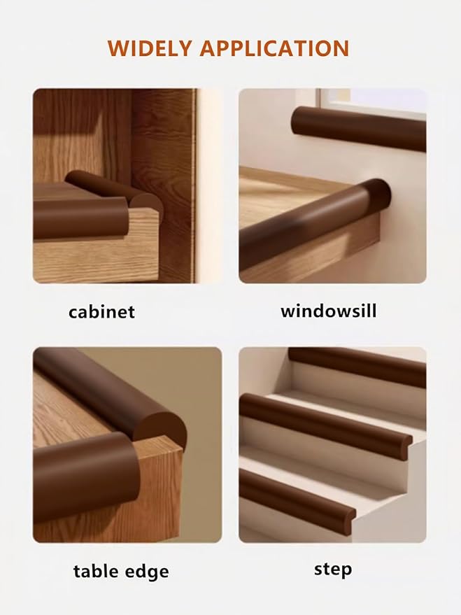 Baby Proof Edge Corner Protector, 6.56FT 0.47''Th L-Shape Furniture Corner & Edge Safety Bumpers with 6 Corners, Pre-Taped, Soft NBR Rubber Foam Desk Edge Cushion Wall Corner Protector（Coffee）-CubbioJoy