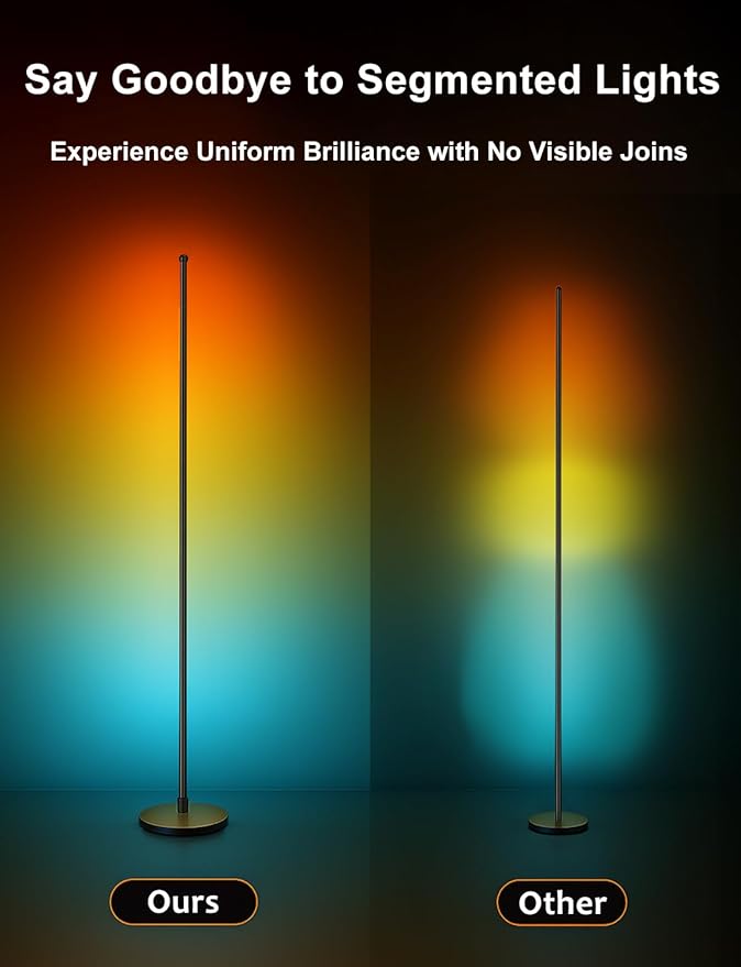 Corner Floor Lamp, Smart RGBICW LED Corner Lamp with App and Remote Control, 16 Million DIY Colors, Music Sync, Modern LED Floor Lamp for Living Rooms, Bedrooms, and Gaming Rooms-CubbioJoy