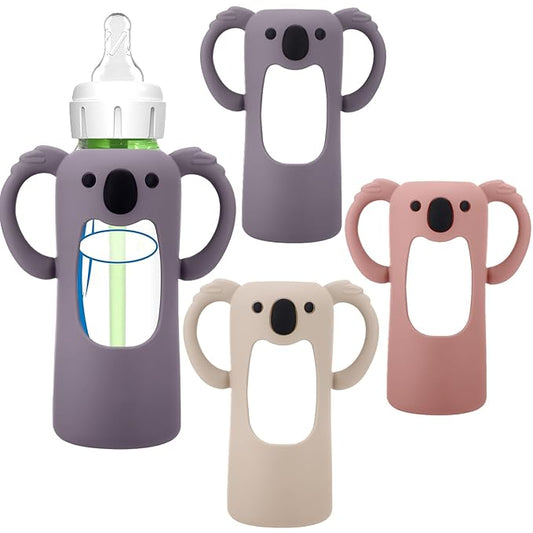 BUSOHA 3 Pack Koalas Silicone Sleeves for Dr. Brown's Glass Baby Bottles - Drop Protection Baby Bottle Sleeves Compatible with Dr Brown Newborn Glass Bottles with Silicone Handles,8 oz-CubbioJoy