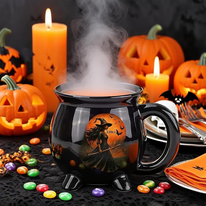 Custom Witch Cauldron Mug, Personalized Witches Brew Halloween Coffee Mug, Halloween Mugs Gifts For Women, Besties, Family, Witches Cauldron, Witch Coffee Mug, Witchy Gifts For Women (2pcs)-CubbioJoy
