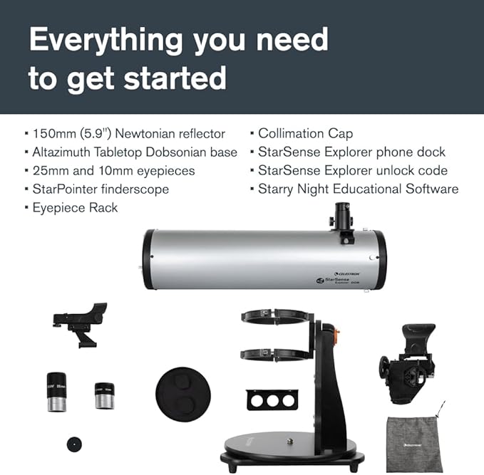 Celestron StarSense Explorer 150AZ App-Enabled Telescope – 150mm Tabletop Dobsonian with Smartphone Dock & StarSense App – iPhone & Android Compatible – Easy-to-Use for Beginners-CubbioJoy