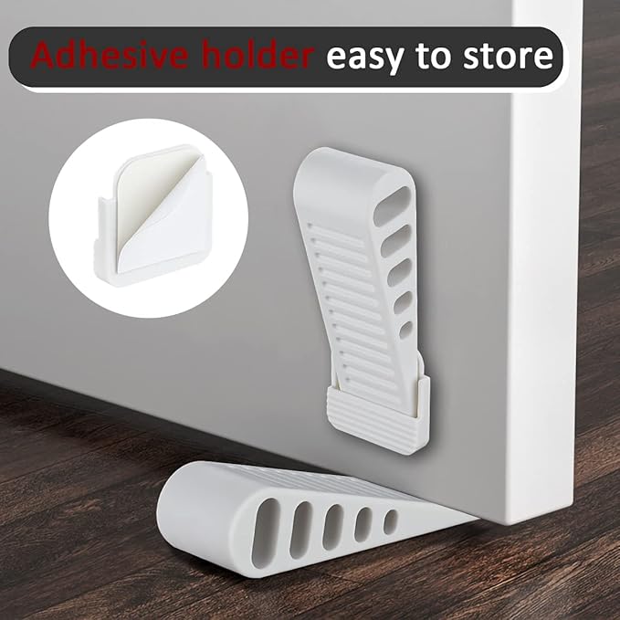 JQK Rubber Door Stopper Wedge, White 3 Pack Soft TPR Premium Door Stops for Bottom of Heavy Duty Door on Tile, Concrete, Carpet, Wooden Floor, DSB61-WH-P3-CubbioJoy