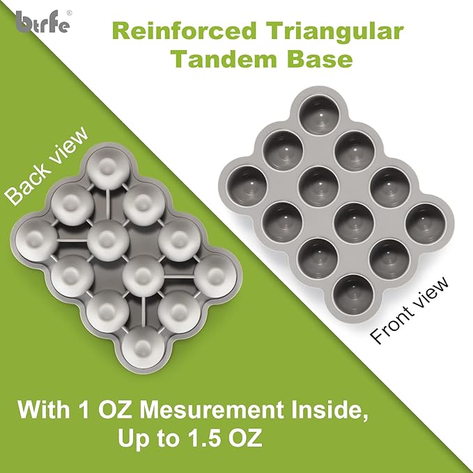 Baby Food Storage Container - 1.5oz x 12 Pods Silicone Freezer Tray with Lid for Homemade Baby Food, Fruit Purees, Vegetable & Breast Milk (Grey)-CubbioJoy