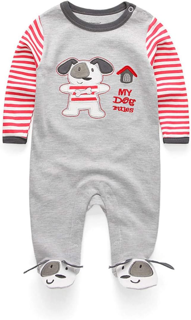 Kiddiezoom Baby and Toddler Boys'Snug Fit Footed One-Piece Romper Jumpsuit Cotton Cotton Footed Outfit-CubbioJoy