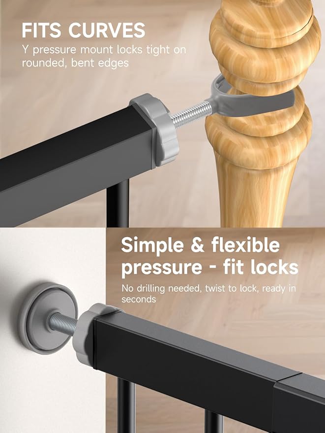 36" Extra Tall Baby Gate for Stairs, 29.5-40.5" Wide Dog Gate for Doorways, Walk Thru Auto Close Metal Pet Gate for The House, Stairs and Doorways, Child Gate Pressure Mounted Dog Gate Indoor - Black-CubbioJoy