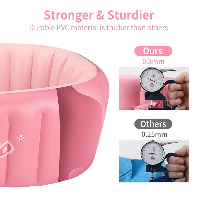 Inflatable Baby Bath Tub Portable Foldable Travel Mini Swimming Pool Helps Infants to Toddler Tub (Pink)-CubbioJoy