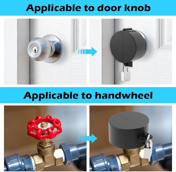Door Knob Lockout Device with Padlock, Child Proof Door Knob Covers, Prevents Turning of Doorknob and Access to Keyhole, Doors Handle Locks, Covering Faucets/Valves(Color:B)-CubbioJoy