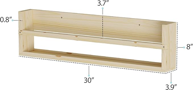 Brightmaison Polynez 30" Floating Shelves for Nursery & Kids, Set of 2 Unfinished Multiuse Wall Shelf-CubbioJoy
