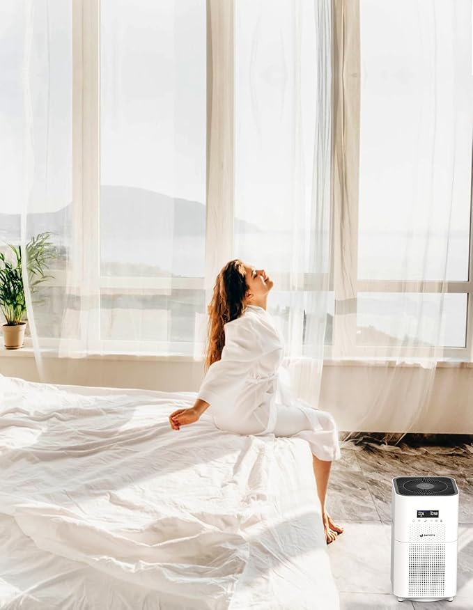 Air Purifiers for Home Large Room up to 3000 Sq Ft, CARD 400 m³/h+ Upgraded H14 Ture Hepa Air Filter, Air Purifier with Air Quality Monitor, 22dB Sleep Mode-CubbioJoy