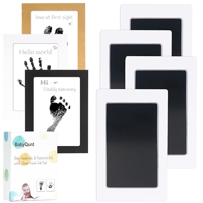Inkless Baby Hand and Footprint Kit,Clean-Touch Ink Pad Kit,Safe No Mess Printing Infant Hand Foot Stamp,4 Pack Newborn Inkless Print Pads Best Keepsake or Gifts for Family-CubbioJoy