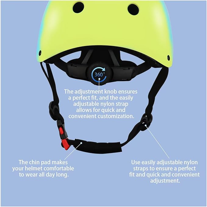 Color Gradient Adjustable Kids' Helmet with Knee & Elbow Pads Set | Multi-Sport Safety Gear for Boys & Girls Ages 5-14 | Skateboarding, Scooters, Roller & Inline Skating, Longboarding-CubbioJoy