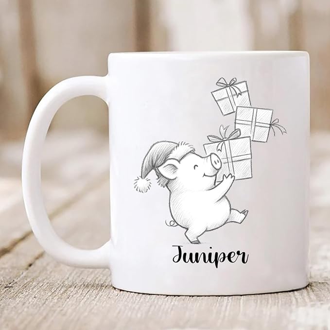 Customized Choose Name Pigs White Coffee Cup Gift For Dad Mom Daughter Son Kids, Pig Lover Accent Coffee Mug, Personalized Pig Ceramic Cup 11Oz 15Oz, Funny Pigs Travel Mug Gift For Birthday Christmas-CubbioJoy