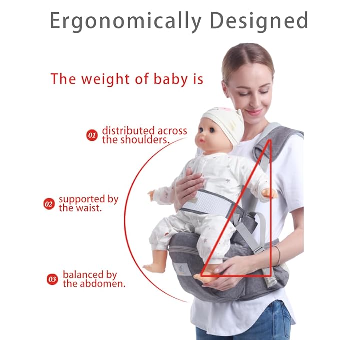 Baby Hip Seat Carrier Baby Waist Stool for Child Infant Toddler with Adjustable Strap Buckle Pocket Soft Inner Huge Storage (Black)-CubbioJoy