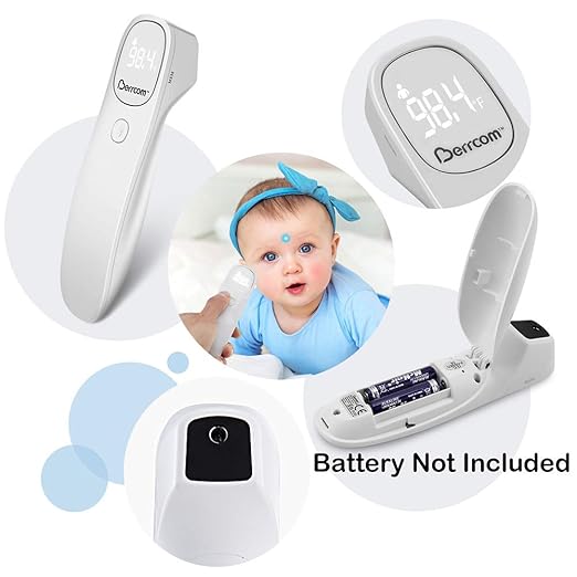 Berrcom Non Contact Infrared Thermometer Digital Forehead Thermometer for Adults and Kids Temperature Thermometer 3 in 1 with Fever Alert Touchless Baby Thermometer Large LED Display-CubbioJoy