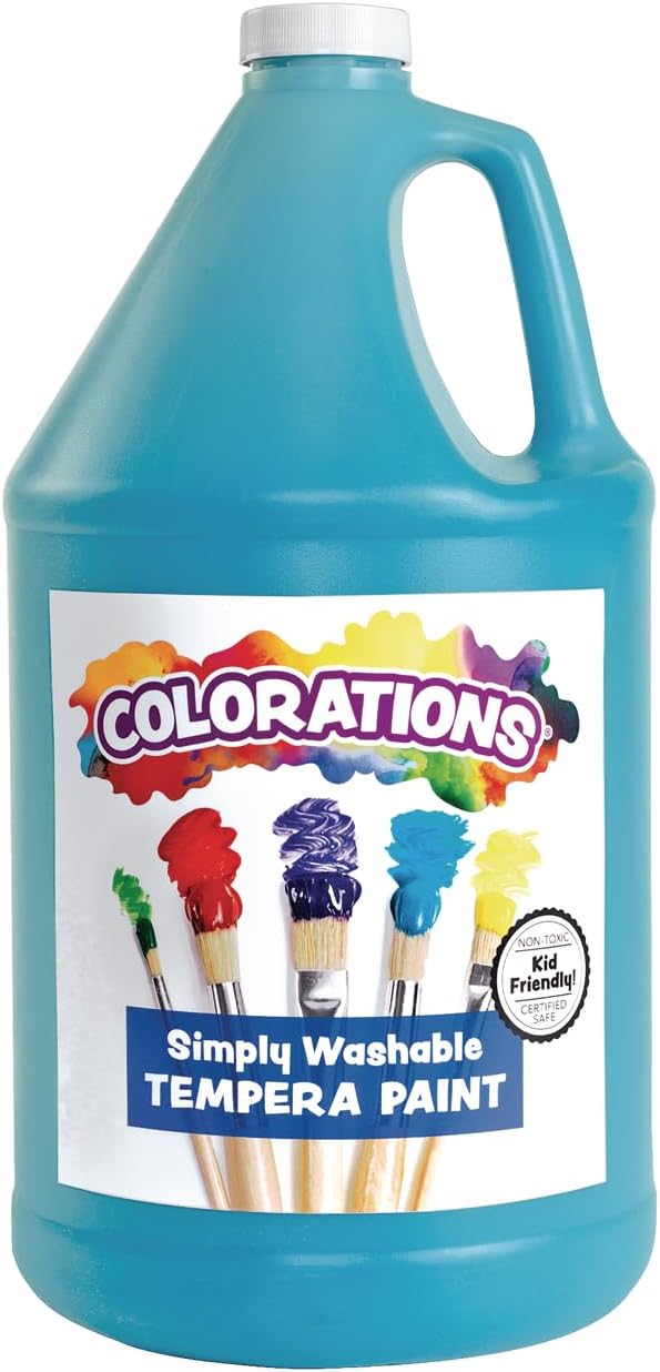 Colorations Paraben-Free Washable Tempera Paint for Kids - 1 Gallon Value Size. Vibrant Turquoise. Non-Toxic and Made in The USA-CubbioJoy