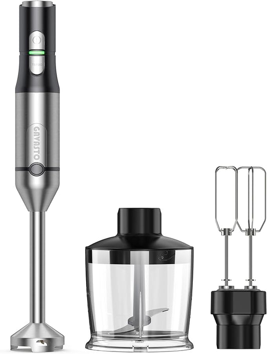 Immersion Blender RPM 16000±10% Hand Blender,15 Speed and Turbo Mode Hand Mixer, 3-in-1 Heavy Duty Copper Motor Stainless Steel Smart Stick with Egg Beaters and Chopper-CubbioJoy