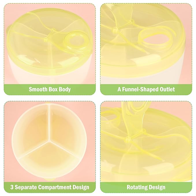 Accmor Baby Formula Dispenser On The Go, Formula Container to Go, Non-Spill Rotating Three-Compartment Formula Dispenser and Snack Storage Container for Infant Toddler Traveling-CubbioJoy