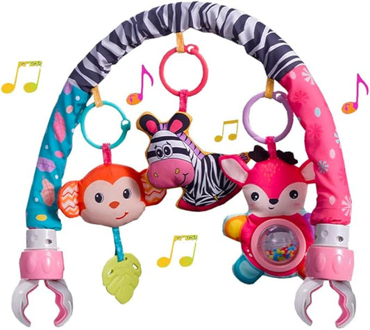 Crib Mobile for Girls, Baby Arch Mobile for Bassinet with Universal Clamps, Versatile Toy Bar for Bouncer Arch Toy 0-3 Months, Babies Gril Mobile Toys 0-6 Months Car Seat Stroller Toys-CubbioJoy