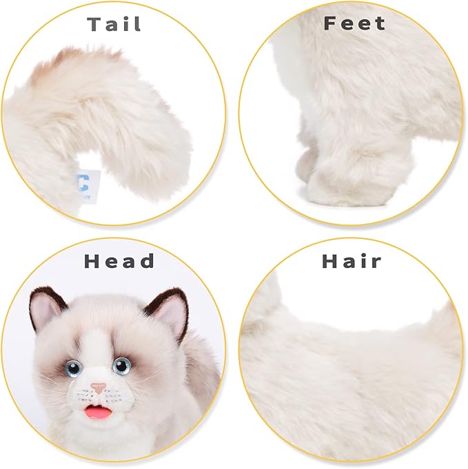 CU-MATE Interactive Pet Ragdoll Cat,Electric Plush Toy Cat,Robot Stuffed Cat with Walking/Nodding/Tail Wagging/Barking/Drinking Milk, Gift for Girls Boys-CubbioJoy