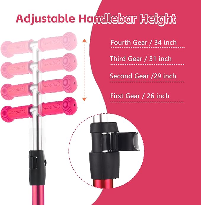 3 Wheel Scooter for Kids Ages 6-12,Kids Scooter with Light Up Wheels, Sturdy Deck Design, and 4 Height Adjustable Suitable for Kid Ages 3-12-CubbioJoy