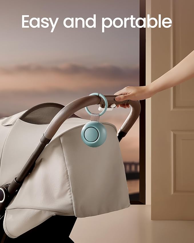 2025 Mom's Choice Awards, Portable Sound Machine for Baby Adult, AI Cry Detection, 18 Soothing Sound, Bluetooth Rechargeable White Noise Machine for Home Office Travel, Nursery Light, Cyan-CubbioJoy