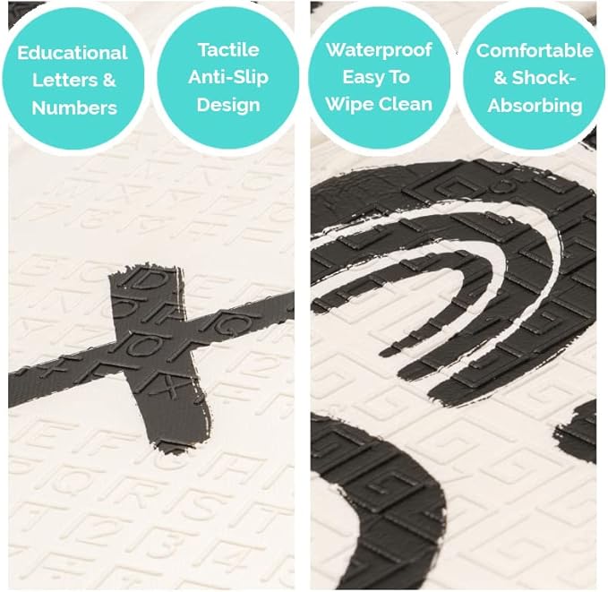 JumpOff Jo - Extra Large Waterproof Foam Padded Play Mat for Infants, Babies, Toddlers, Play Pens & Tummy Time, Foldable Activity Mat, 77 x 70 x 0.6 inches-CubbioJoy