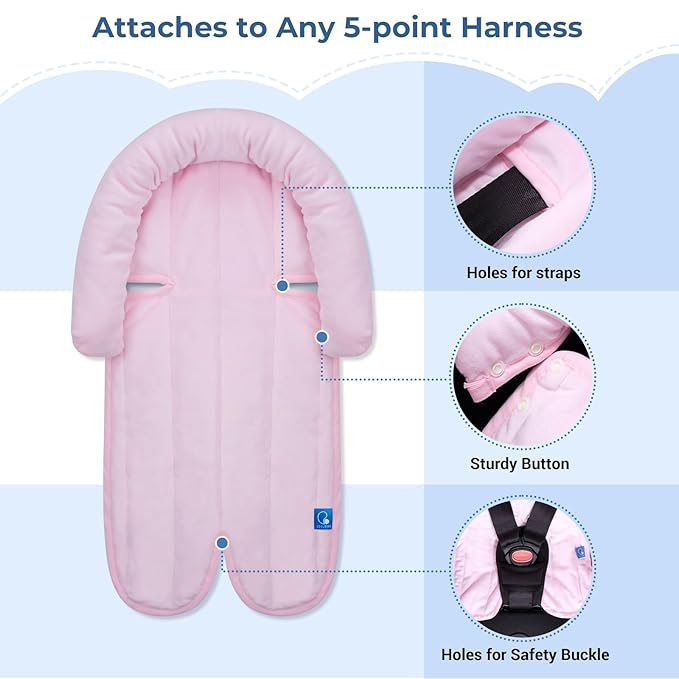 COOLBEBE New 2-in-1 Babybody Supports for Baby Newborn Infants - Extra Soft Stroller Cushion Pads Car Seat Insert, Seasons, Pink-CubbioJoy