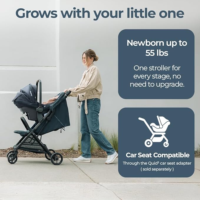 Inglesina Quid³ Stroller, Astral Blue - Compact Reclining Travel Stroller for Baby & Toddler 0-55 lbs, One Hand fold, Car seat Compatible, Airplane Overhead, Lightweight, Foldable, XL UPF 50+ Canopy-CubbioJoy