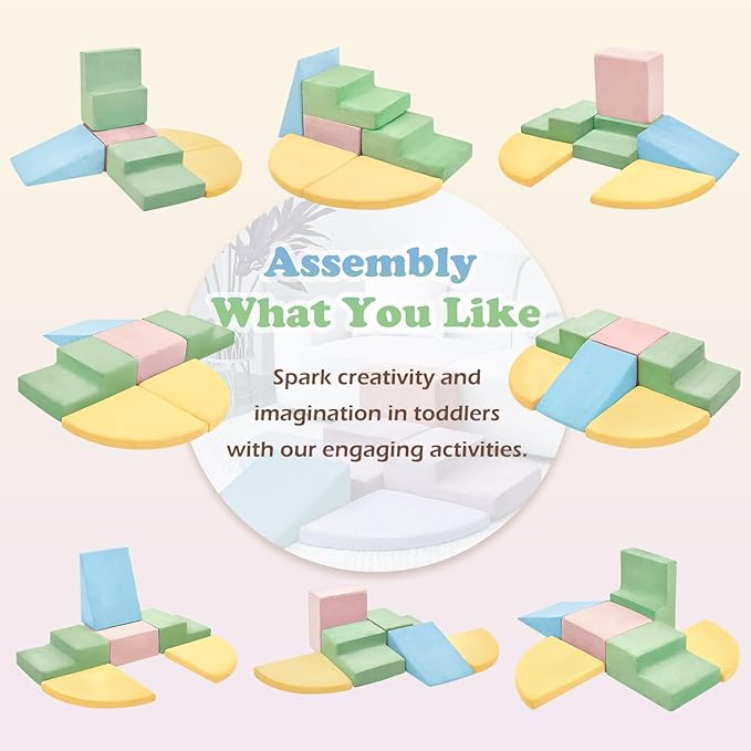 6 Pieces Climbing Toys for Toddlers, Climb & Crawl Soft Foam Block Activity Play Set, Foam Play Gym Climbing Blocks, Toddler Climbing Toys Indoor, Soft Foam Blocks for Kids Crawling and Sliding-CubbioJoy