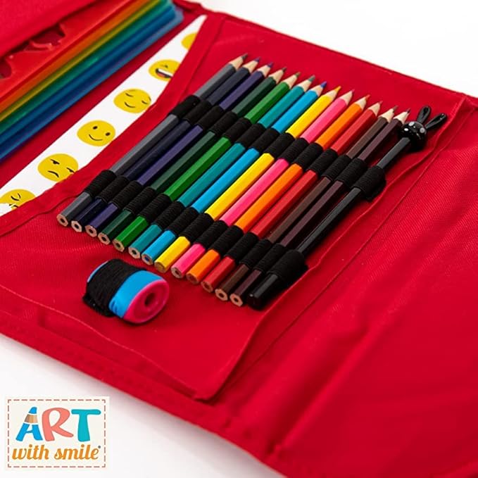 Drawing Stencils for Kids Kit & Carry Case – – Child-Safe, Non-Toxic Stencil Set with 300 Shapes, Colored Pencils, Paper, Etc. – Birthday Gifts & Travel Art Supplies for Creativity, Learning and Fun-CubbioJoy