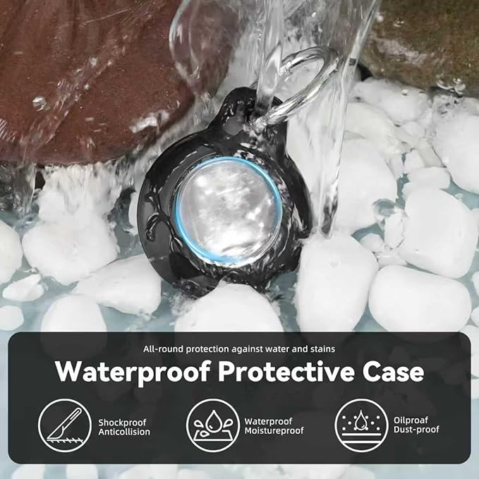 Compatiable with Apple AirTags Holder, Waterproof for AirTags Holder Keychain, Anti-Scratch & Shock Air TagHolder Case,Men's Women's Keyrings & Keychains, Cover for Dog,Car Key,Luggage -Black-CubbioJoy