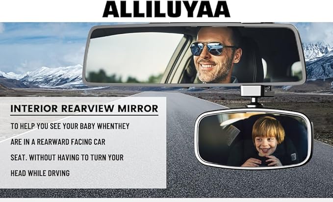 360-Degree Baby Car Mirror for Rear-Facing Seats,Kids Safety Mirrors with Tool-Free Installation,Kids Rear View Mirror BPA-Free Shatterproof & ASTM Certified (Adjustable 14"-22") (2 Pack)-CubbioJoy